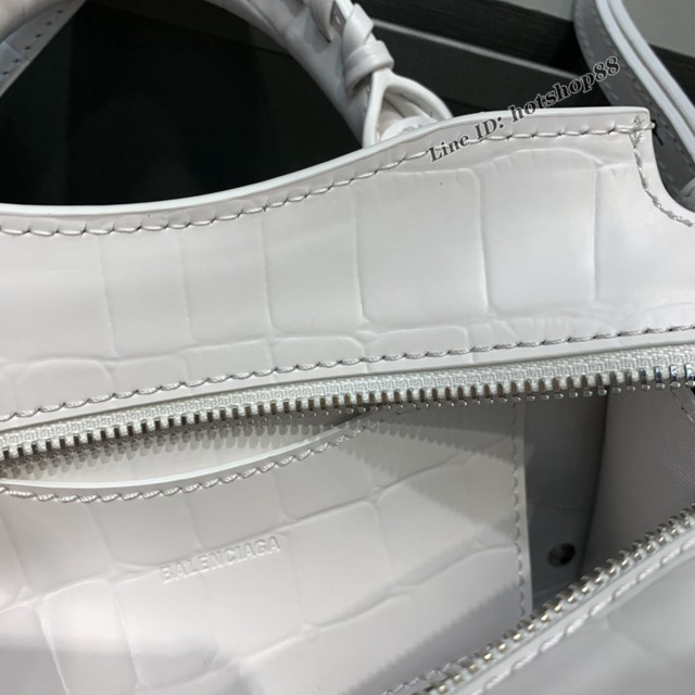 Balenciaga專櫃爆款鱷魚紋白色大紋手袋手提包 638512 巴黎世家小號Neo Classic機車包 fyj1455